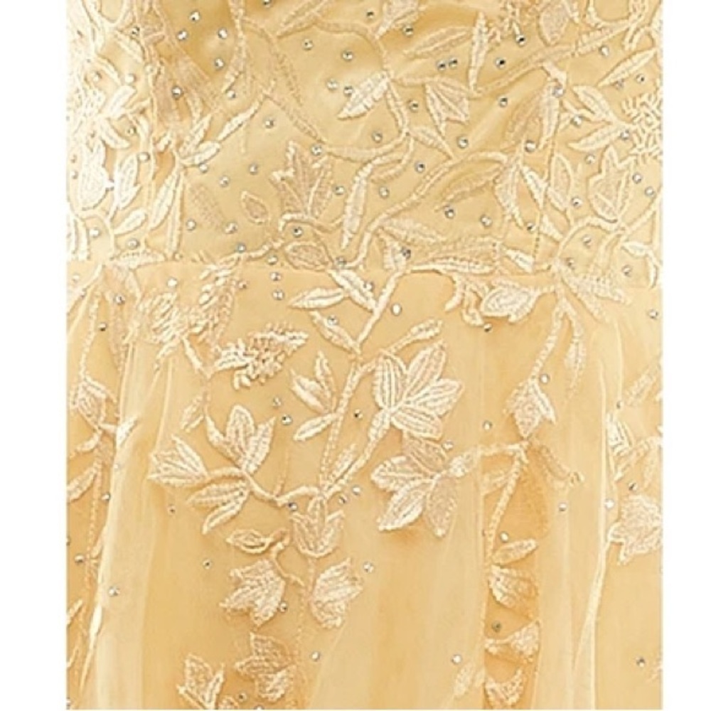 Say Yes Juniors' Embellished Lace-Up Mesh Gown - Picture 4 of 10